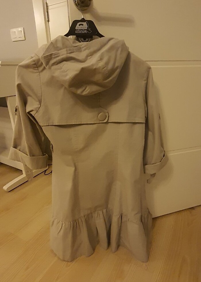 Açık Gri Trençkot - Görsel 5