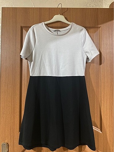 Siyah Beyaz Mini Elbise | M