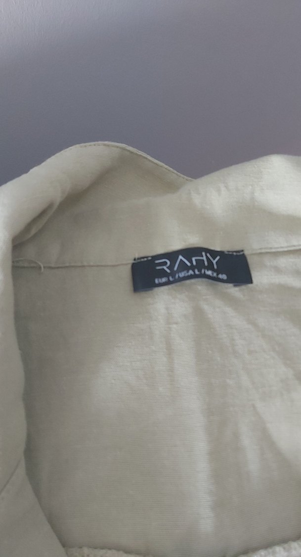 Bej Kolsuz Keten Gömlek ve pantolon - Görsel 2