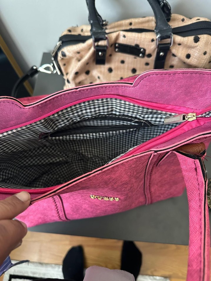 Pembe Deri Kadın Çanta - Görsel 3