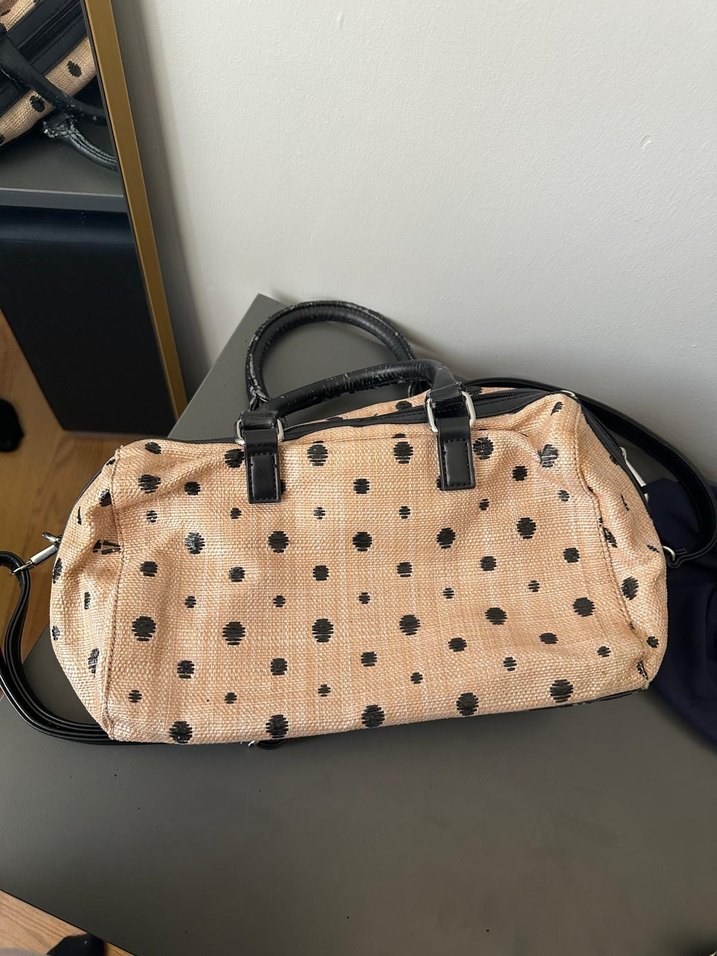 Bej Puantiyeli Kadın Omuz Çantası - Görsel 2