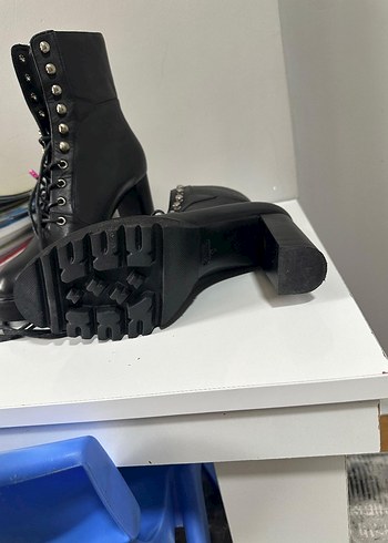 Kadın Siyah Deri Platform Topuklu Goth Bot - Görsel 3