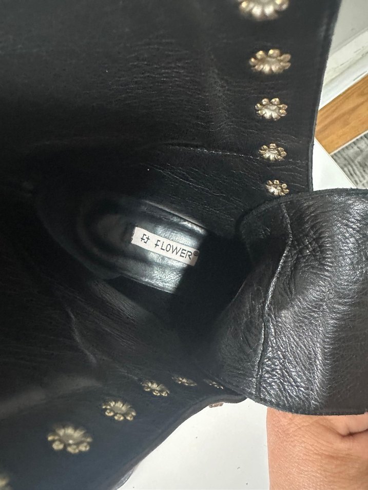 Kadın Siyah Deri Platform Topuklu Goth Bot - Görsel 4