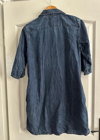 Düğmeli Midi Kot Elbise - Görsel 2