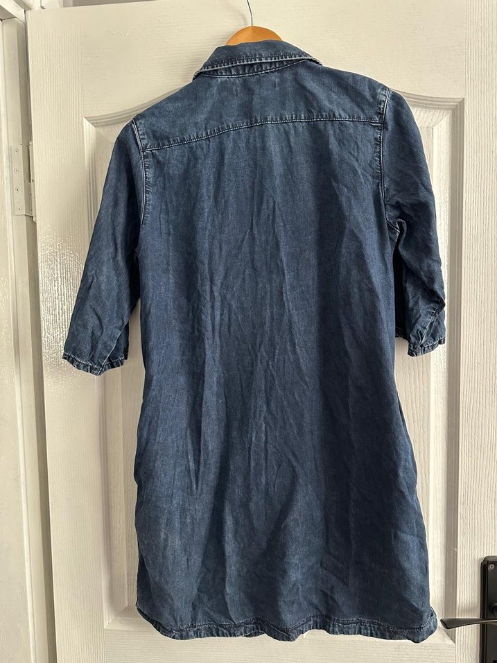 Düğmeli Midi Kot Elbise - Görsel 2