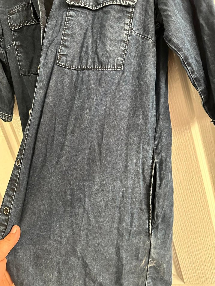 Düğmeli Midi Kot Elbise - Görsel 3