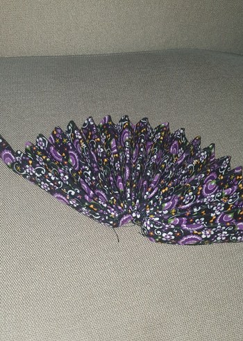 Mor Çiçekli Katlanabilir Yelpaze - Görsel 2