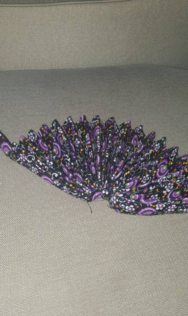 Mor Çiçekli Katlanabilir Yelpaze - Görsel 2