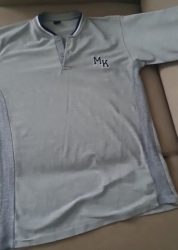 Gri Uzun Kollu Düğmeli Polo Tişört - Görsel 5