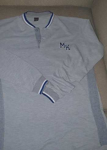 Gri Uzun Kollu Düğmeli Polo Tişört - Görsel 3