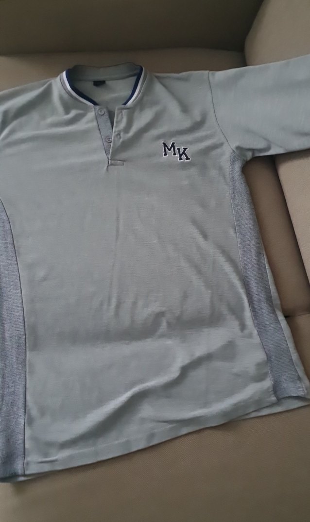 Gri Uzun Kollu Düğmeli Polo Tişört - Görsel 5