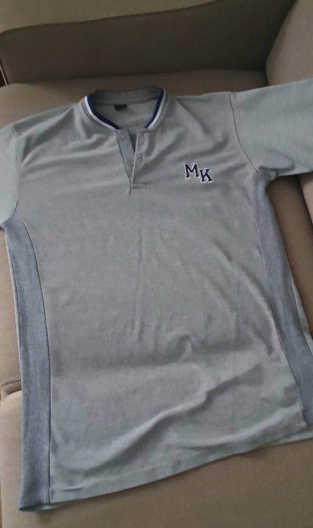 Gri Uzun Kollu Düğmeli Polo Tişört - Görsel 4