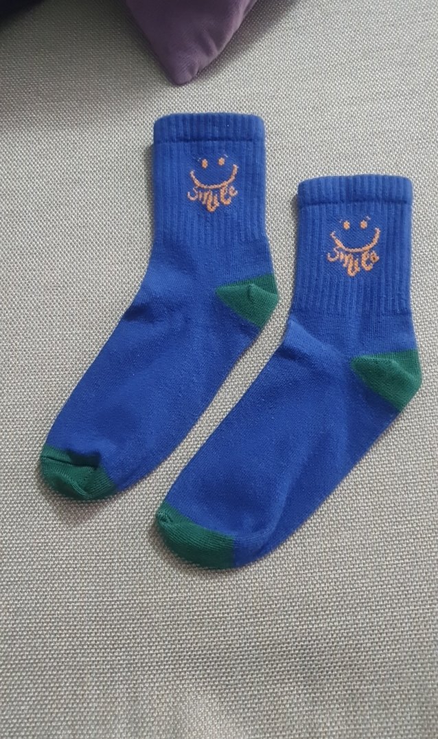 Çocuk Mavi Renkli Gülümseme Desenli Çorap - Görsel 3