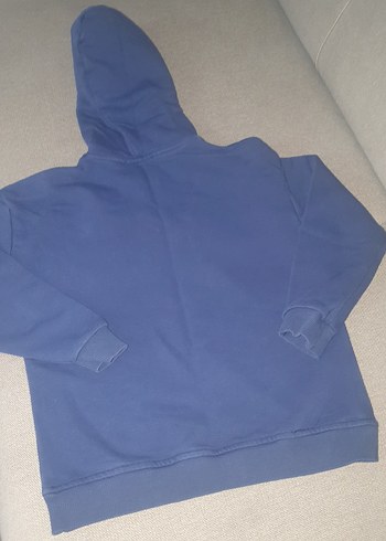 Erkek Mavi Kapüşonlu Street Wear Sweatshirt - Görsel 4