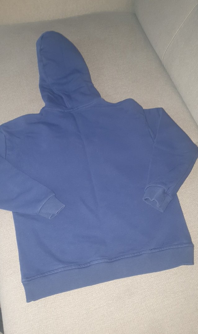 Erkek Mavi Kapüşonlu Street Wear Sweatshirt - Görsel 4