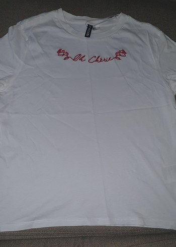 Beyaz Kısa Kollu Baskılı Kadın Tişört - Görsel 3