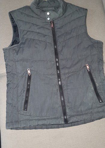 Gri Fermuarlı Erkek Street Style Yelek - Görsel 2