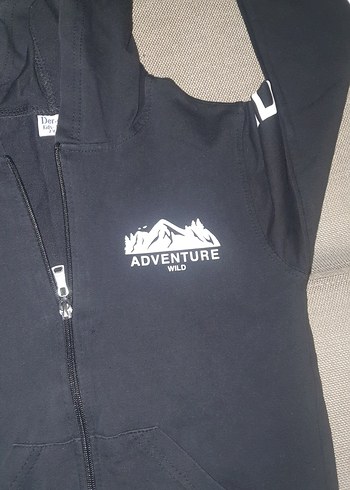 Erkek Siyah Kapüşonlu Fermuarlı Sweatshirt - Görsel 2