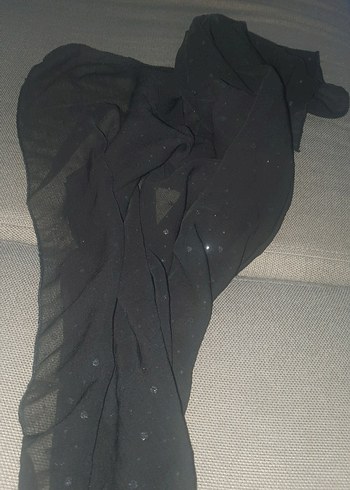 Siyah ışıltılı eşarp - Görsel 4