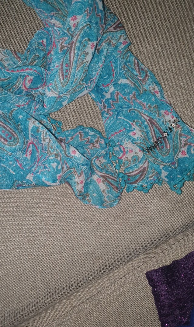 Dantel Detaylı Turkuaz Bohem Kadın Fuları - Görsel 4