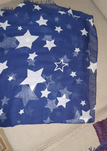 Yıldız Desenli Lacivert Kadın Atkı - Görsel 5