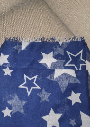 Yıldız Desenli Lacivert Kadın Atkı - Görsel 4