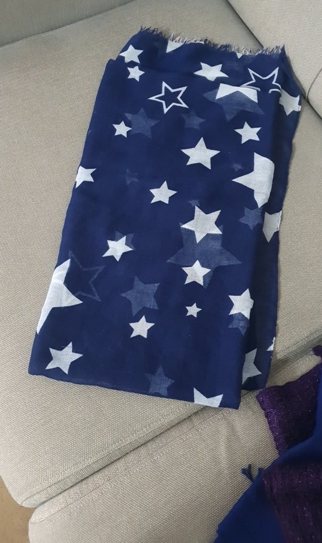 Yıldız Desenli Lacivert Kadın Atkı - Görsel 2