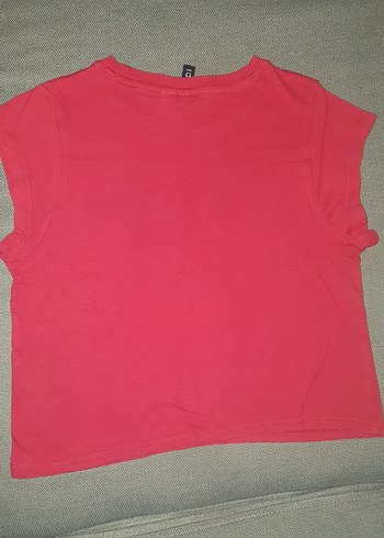 Pembe Kadin Kısa Kollu Baskılı crop Tişört - Görsel 5