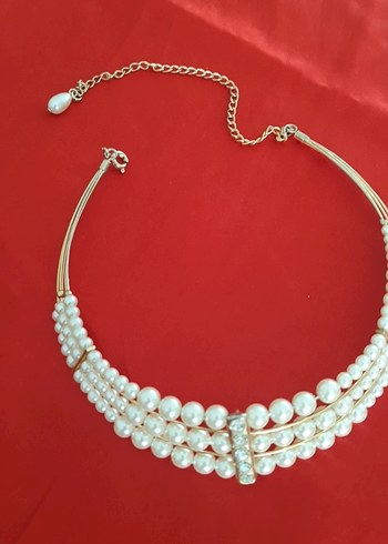 Uzun Beyaz İnci Boncuklu Kadın Kolye - Görsel 3