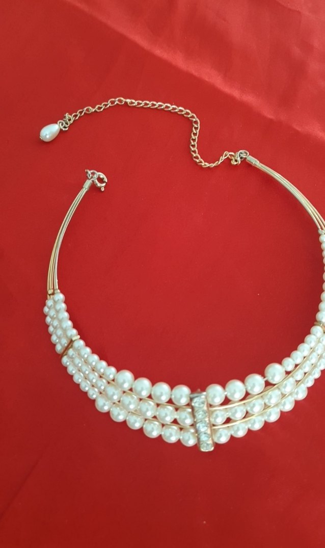 Uzun Beyaz İnci Boncuklu Kadın Kolye - Görsel 3