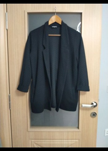 Marina Rinaldi  Siyah Kadin Midi Yun Blazer Ceket
