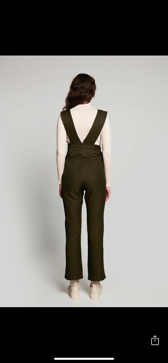 Kadın Haki V Yaka Askılı hamile Tulum - Görsel 2