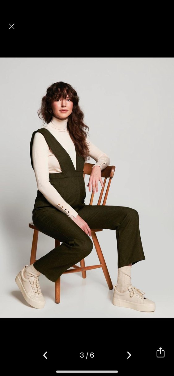 Kadın Haki V Yaka Askılı hamile Tulum - Görsel 3