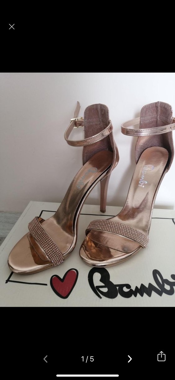 Bej Parlak Bantlı Stiletto Topuklu Kadın Ayakkabı - Görsel 2