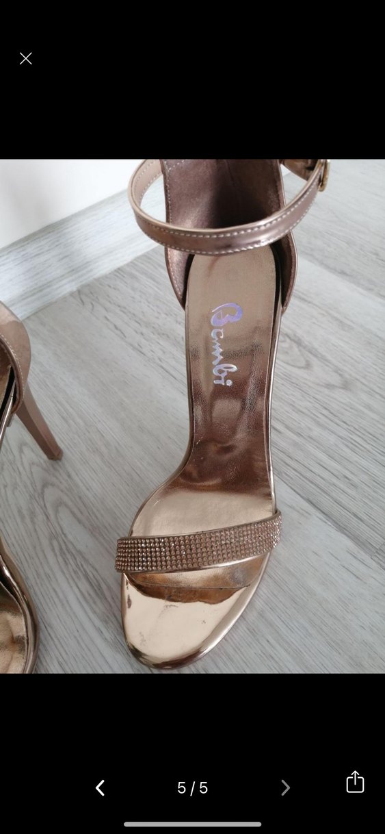 Bej Parlak Bantlı Stiletto Topuklu Kadın Ayakkabı - Görsel 4