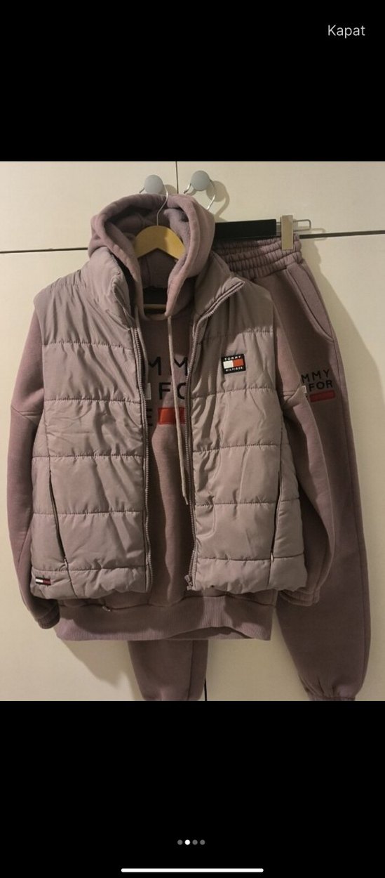 Üçlü kapüşonlu şardonlu takım şişme yelek Tommy Hilfiger - Görsel 2