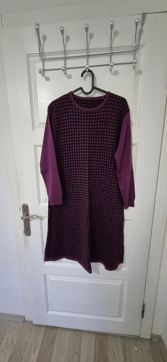 Kadın Mor Uzun Örgü Elbise - Görsel 2