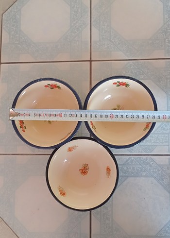 Beden beyaz Renk Çiçek Desenli Renkli Emaye Kaseler