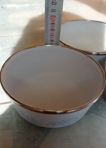 3 ADET ESKİ ANTİKA ÇİNKO EMAYE TAS. - Görsel 5