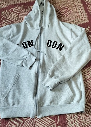 Gri Kapüşonlu Fermuarlı Kadın Sweatshirt