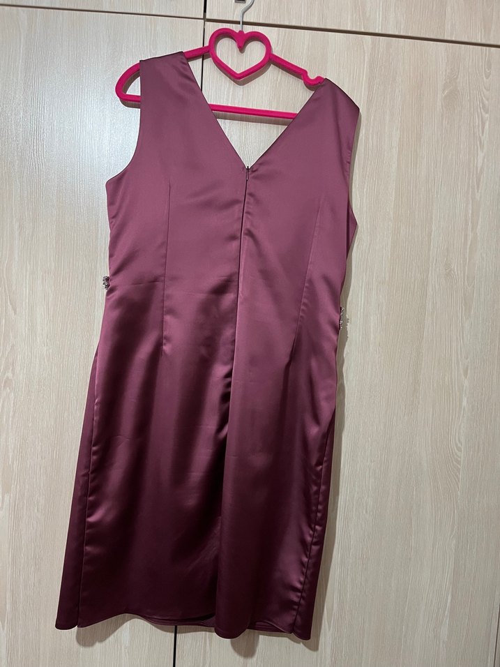 Drapeli Bordo Midi Abiye Elbise - Görsel 2