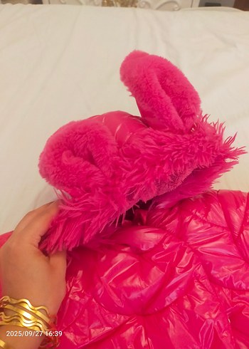 Kürklü Kapüşonlu Pembe Bebek Tulumu - Görsel 4