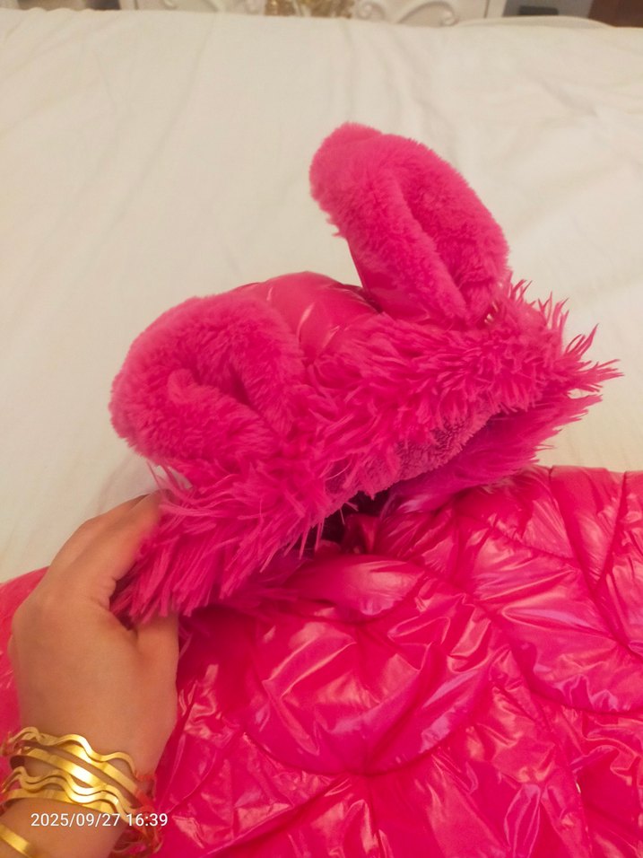 Kürklü Kapüşonlu Pembe Bebek Tulumu - Görsel 4