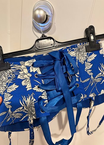 Mavi Çiçek Desenli Strappy Bustiyer - Görsel 2