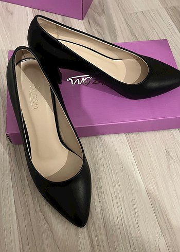 Siyah Klasik Topuklu Kadın Stiletto - Görsel 4