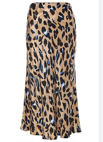 CAMEL LEOPAR DESEN VOLANLI SATEN ETEK