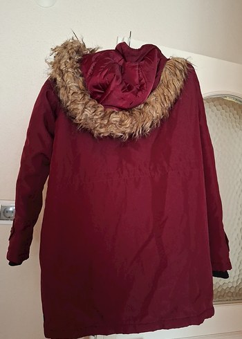 Vero Moda Bordo Kadın Midi Boy Kürklü Kaban