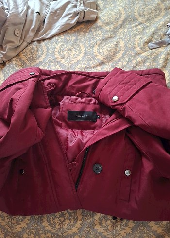 s Beden bordo Renk Bordo Kadın Midi Boy Kürklü Kaban