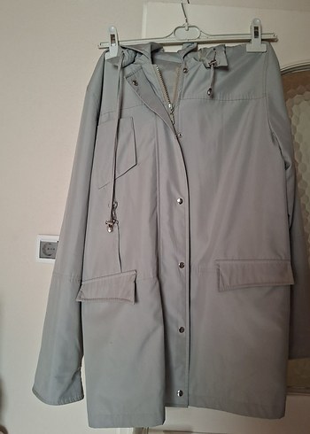 Gri Midi Kadın Yağmurluk - Görsel 2