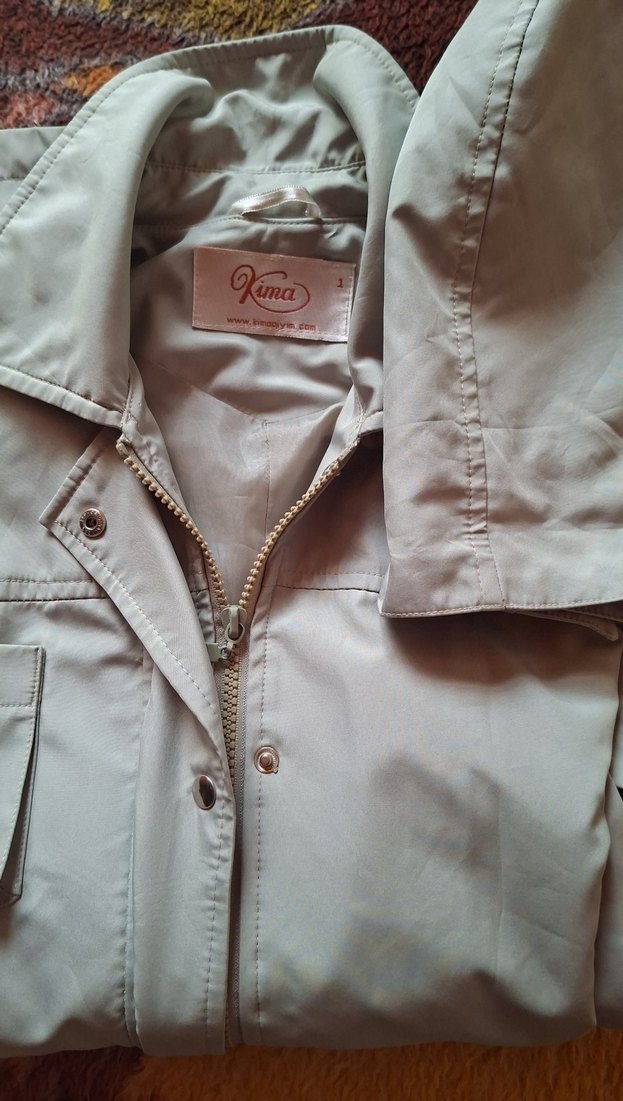 Gri Midi Kadın Yağmurluk - Görsel 5